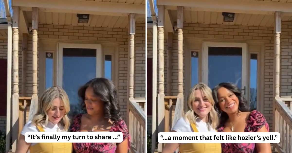 Screenshots of two friends posing for a picture. (Image Source: TikTok | @taryncumbo)