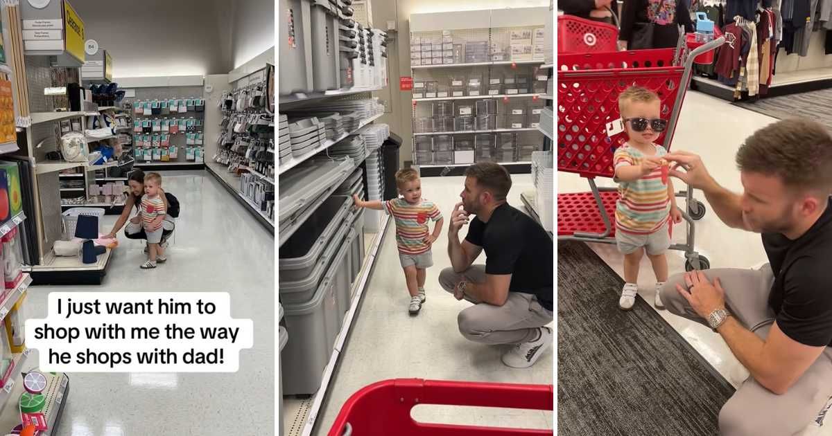 The toddler turns into a completely different person depending on whether she’s shopping with mom or dad. (Cover Image Source: TikTok | @makwaters)