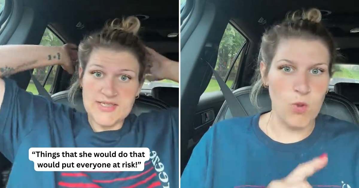 The mother is talking to the camera, sitting in her car. (Cover Image Source: TikTok | @meggles2446)