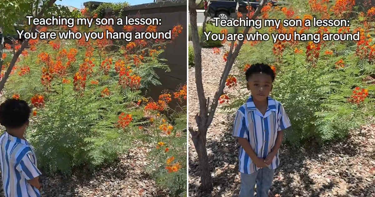 Screenshots of the toddler standing near the plants. (Cover Image Source: TikTok | @queenn_gee)