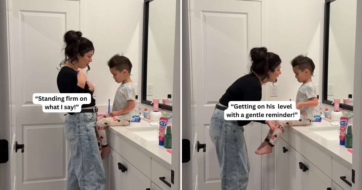 Screenshots of a mom calmly dealing with her toddler's tantrums. (Cover Image Source: TikTok | @sunkissed.mama)