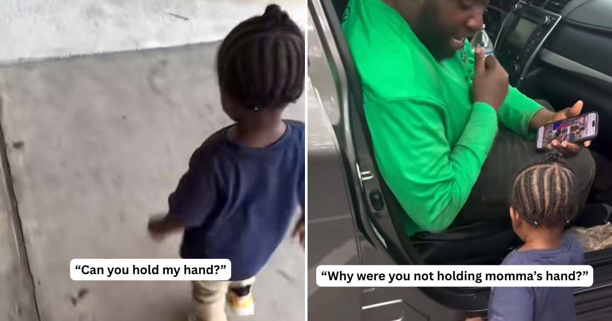 Screenshots of the toddler running away and him with his dad. (Cover Image Source: TikTok | @ericadee808)