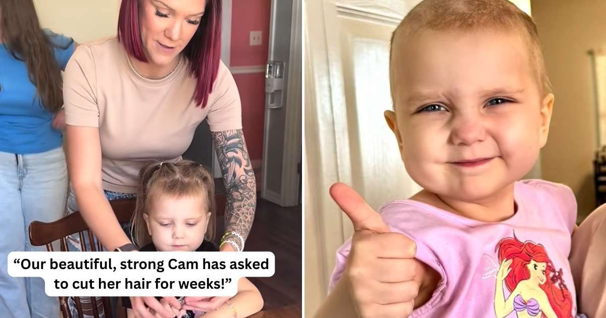 (L&R) Screenshots of the mother cutting her daughter's hair. (Cover Image Source: TikTok | @mjaldridge)