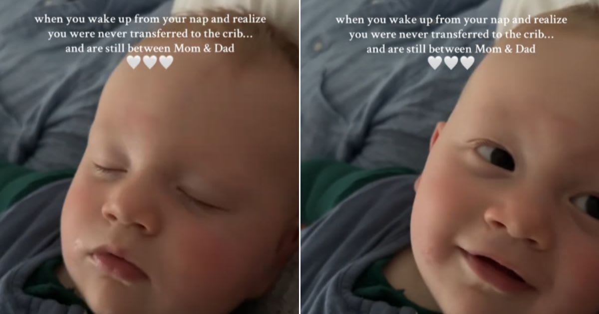 Screenshots of a baby waking up from a nap. (Cover Image Source: TikTok | @jacqwilder)