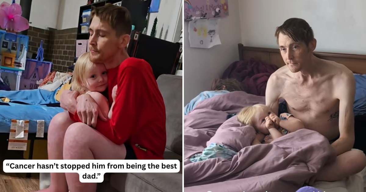 The father, battling stage IV cancer, is holding his daughter. (Cover Image Source: TikTok | @kaylafaber7)