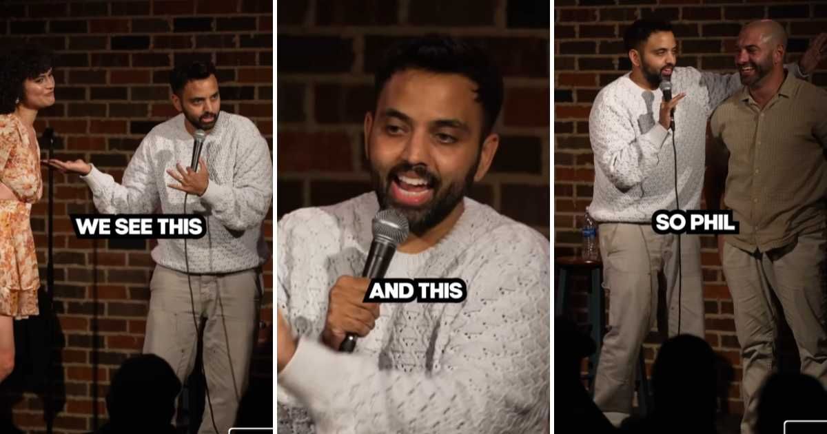 Comedian Aakash Singh on the stage with the couple. Cover Image Source: Instagram | @akaashsingh