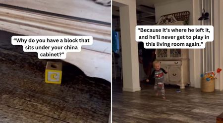 Son's toy sitting alone under the cabinet becomes a heartbreaking reminder for his grieving mom 