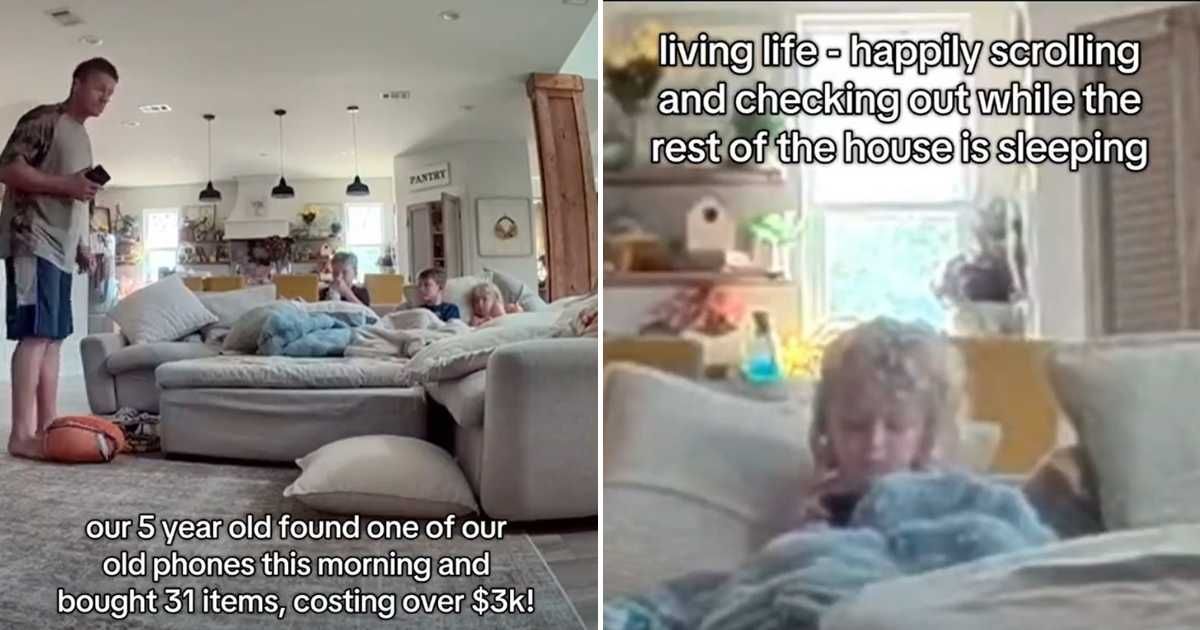 Screenshots of parents' reaction to finding a $3k order placed by their 5-year-old son. (Cover Image Source: TikTok |@kirstmccall)