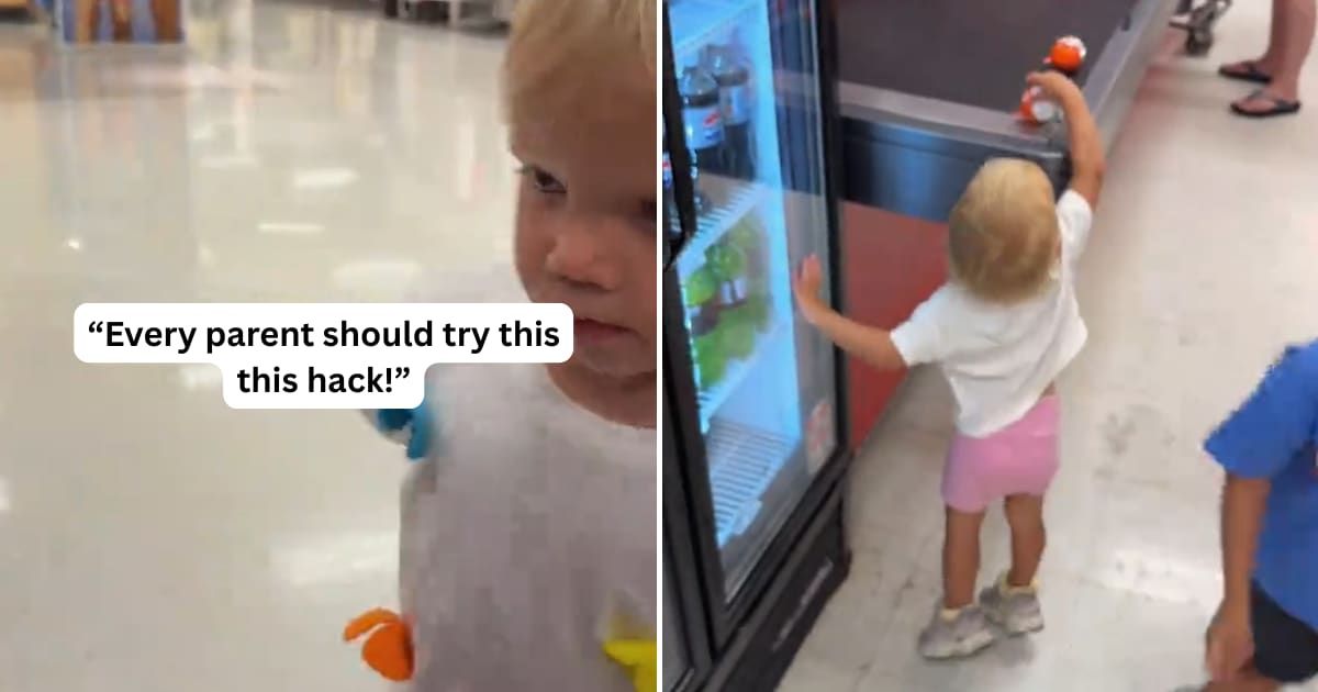 Screenshot of the toddler gathering the Kinderjoys from the supermarket. ( Cover Image Source: TikTok | @iramotherhood2under2)