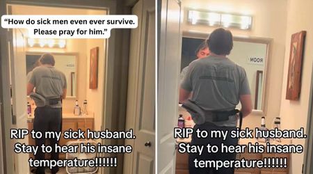 Wife shows how dramatic her husband gets when he's sick — and women everywhere can relate