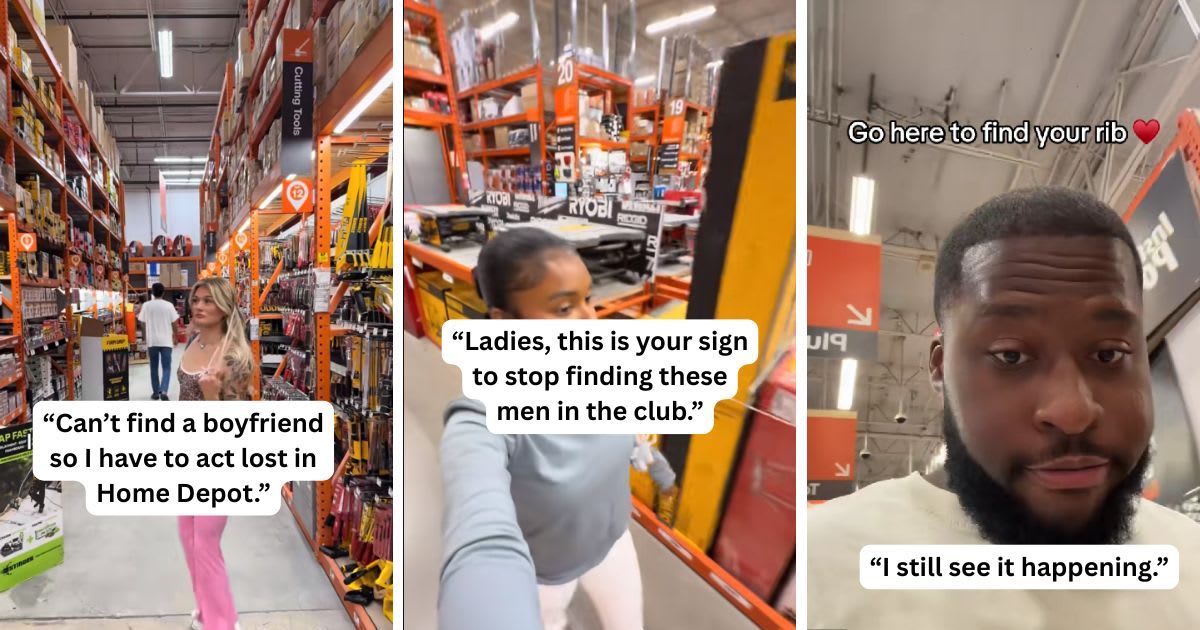 TikTok users try out a dating hack at Home Depot. (Cover Image Source: TikTok | (L) @i_am_sscarlett, (C) @itsnevv_, and (R) @kajslare4)