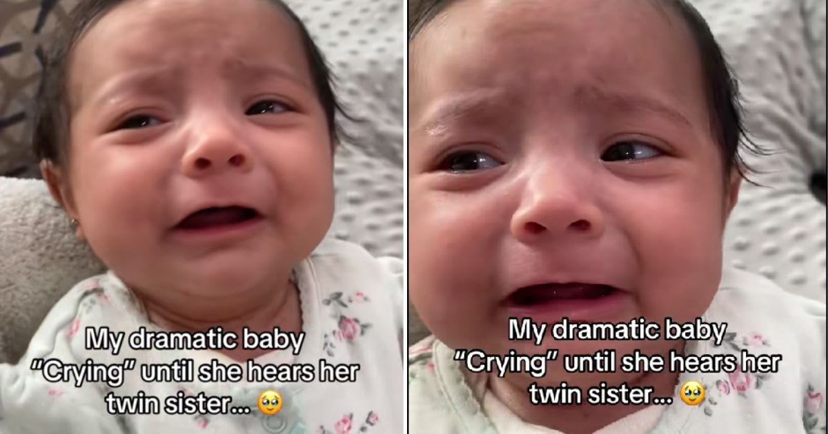 Baby fakes crying until she hears her sister. (Cover Image Source: TikTok | @twinmomnautism)