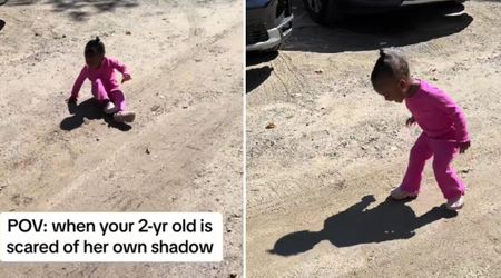 A 2-year-old girl just discovered her own shadow — now she’s convinced it’s going to get her