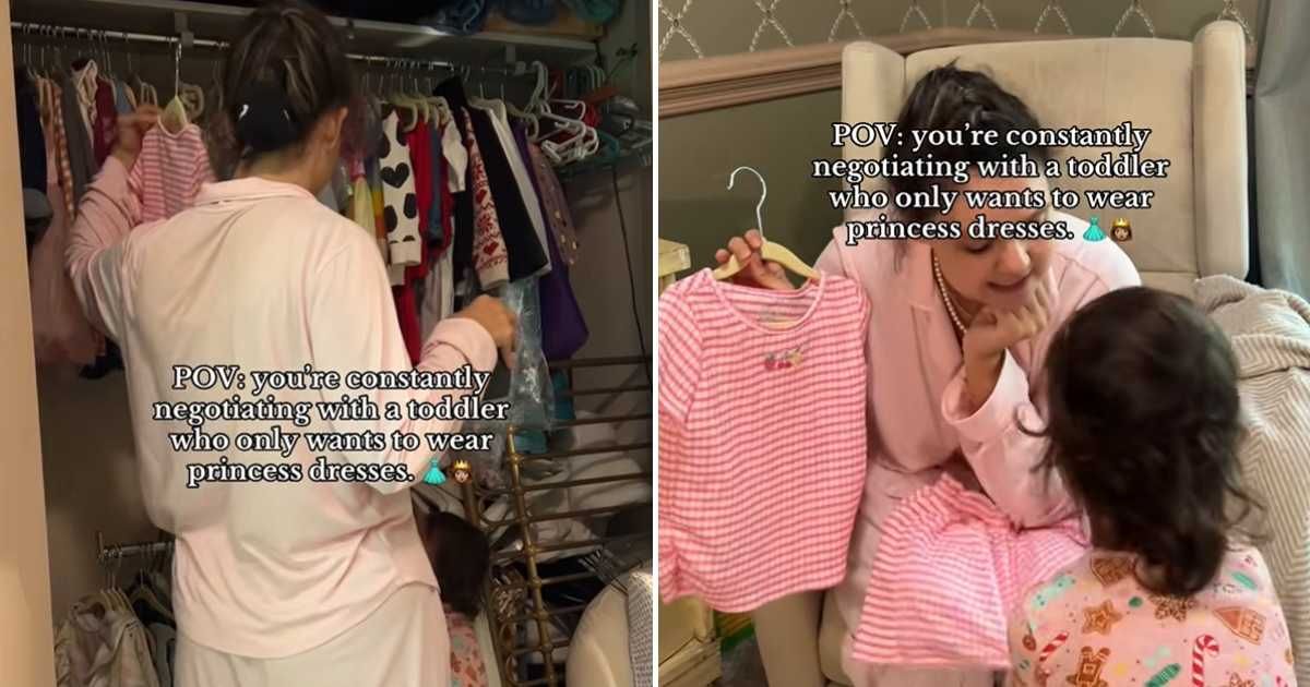 Screenshots of the mom scouting through the cupboard while sitting with her daughter. Cover Image Source: TikTok | @emma.kay.brown